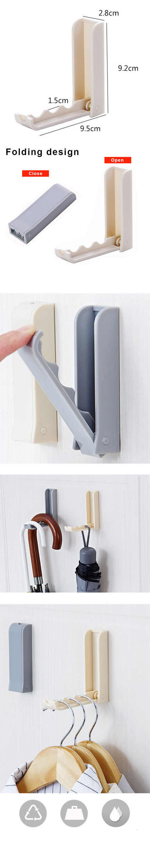 Pack of 3 Self-Adhesive Folding Wall hooks